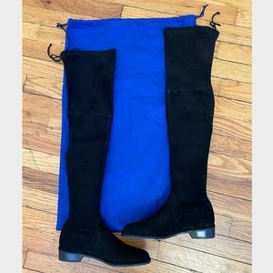 Stuart Weitzman Midland style over-the-knee suede boots with back tie detail